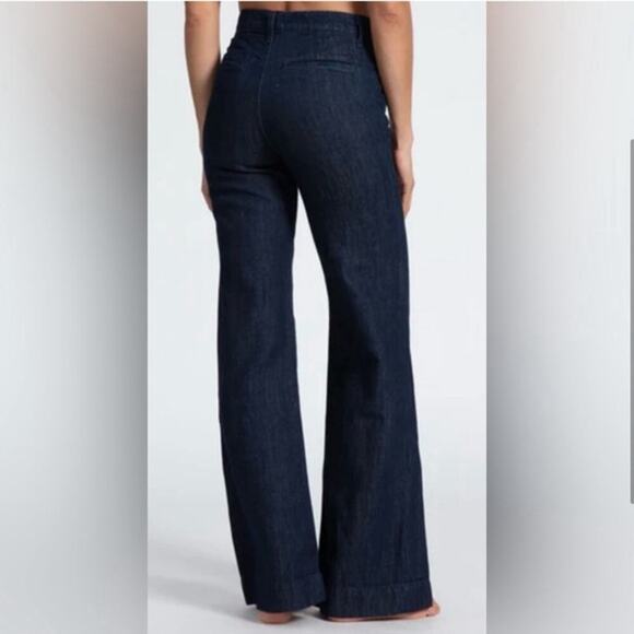 ASKK NY Denim Trouser Wide Leg Indigo Linen Cotton Blue Size 34 NEW - Picture 2 of 11